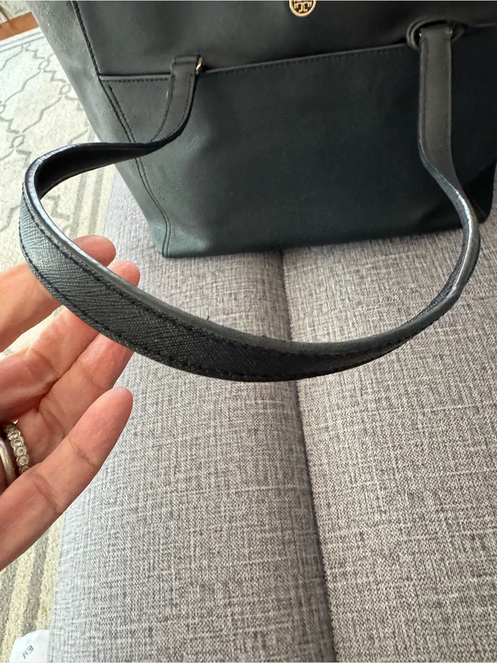 Tory Burch Black Leather Tote Bag & Wallet Set